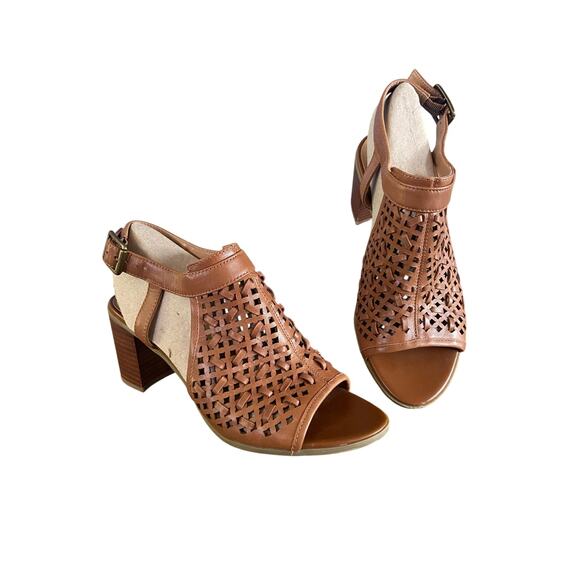 Franco Sarto Shoes - Franco Sarto Harlet 3 Tan block heel leather sandal